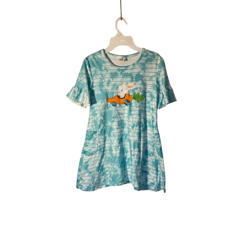 BMG girls, short sleeve, tie-dye bunny dress Easter, S/2 XL - Picture 2 of 4